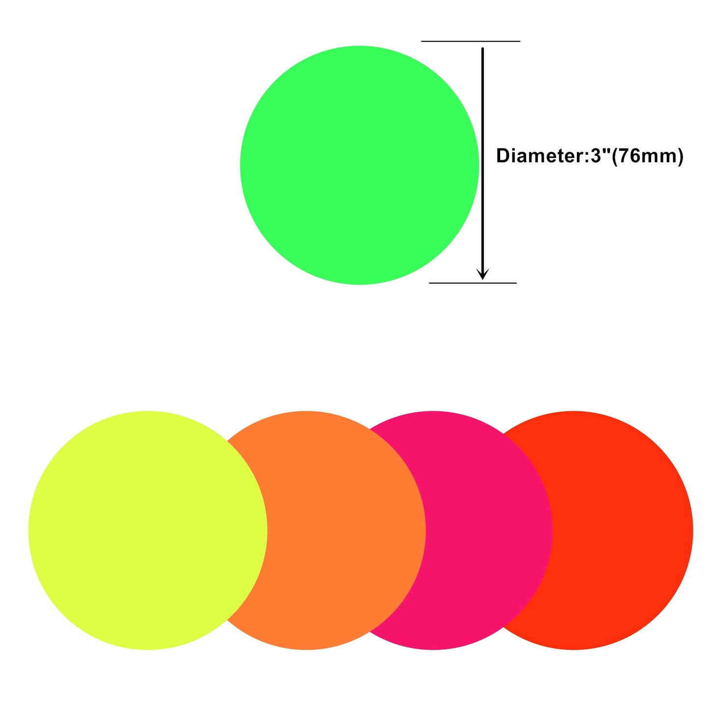 3 inch Circle Color Coding Inventory Labels Round Self-Adhesive Stickers Writable Label Fluorescent Paper 50 PCS, Mix 5 Color
