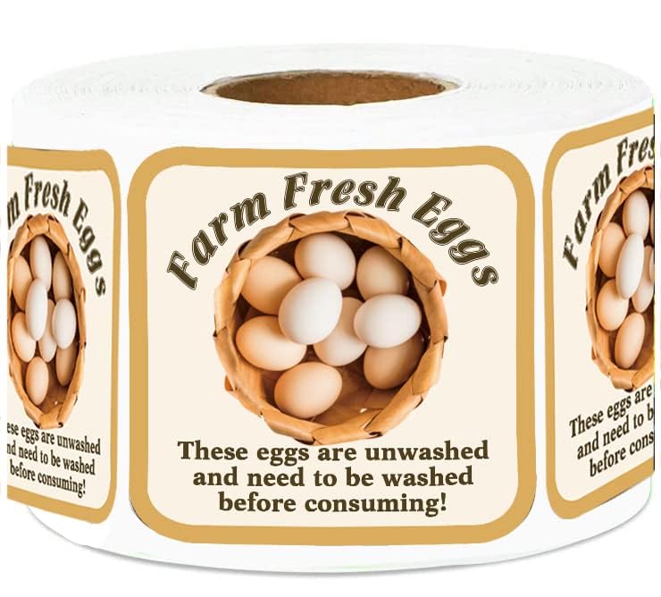 Farm Fresh Eggs Stickers,2 Inch Farm Fresh Eggs Handling Instructions Stickers, Egg Carton Labels,500 Pcs