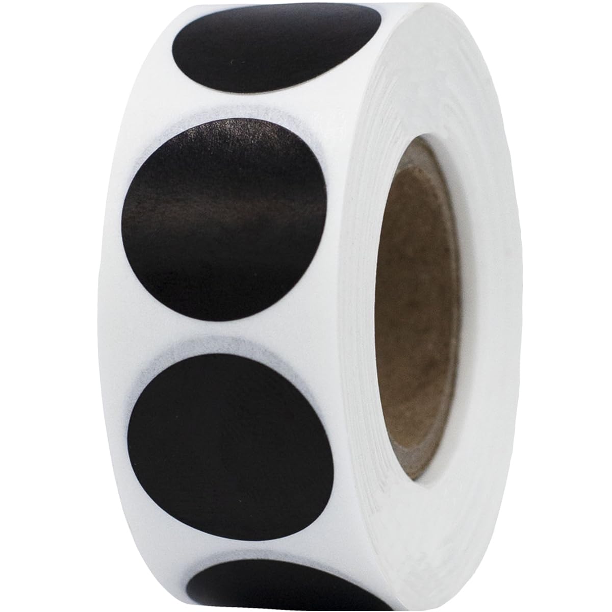 Black Semi-Gloss Round Stickers, 3/4" Inch, 500 Labels per Roll - Perfect for Color Coding, Inventory Management, and Custom Projects in Offices, Schools, and Homes Black