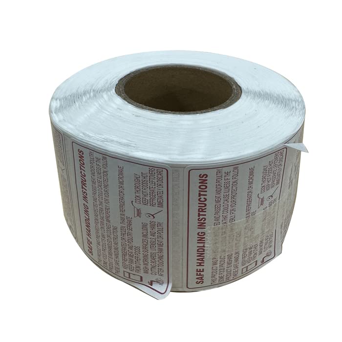 LST800S Food Safe Handling Instructions Label, Meat, Chicken Packaging Instructions,1000 Labels, Size 58 x 30mm, 2.25 x 1.125 inches, 1 Roll