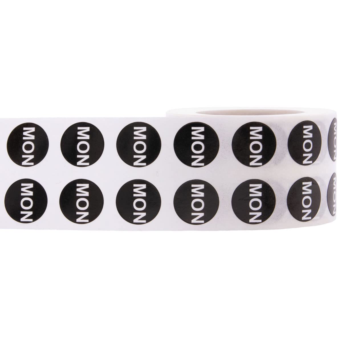 Black Circle Monday Stickers, 1/2 Inch Round, 1000 Labels on a Roll