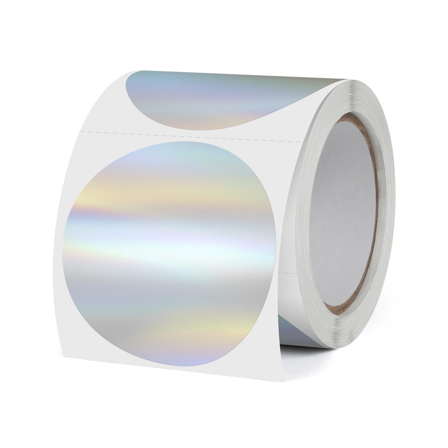 Holographic Round Thermal Labels Silver 2 Inch Self Adhesive Circle Rainbow Printer Stickers Vinyl Waterproof Roll Glitter Decals Name Tag for Design DIY Logo Business 200 PCS Holographic Silver 2 Inch Circle