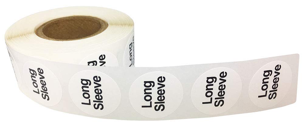White Circle Long Sleeve Clothing Size Stickers for Retail Apparel 0.75 Inch 500 Total Adhesive Labels