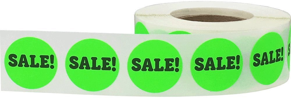 Sale Stickers Fluorescent Green 3/4 Inch Round Circle Dots 500 Total Labels