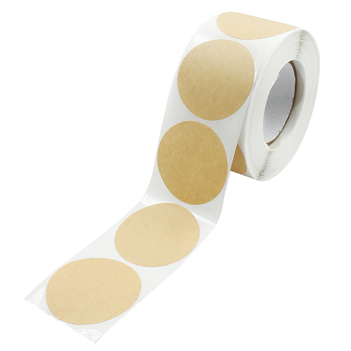 1.5 Inch Kraft Code Dot Stickers, Color Coding Label Round Blank Stickers Removable Writable Circle Adhesive Labels for Marking Organizing (500 Pieces Per Roll) 1.5"