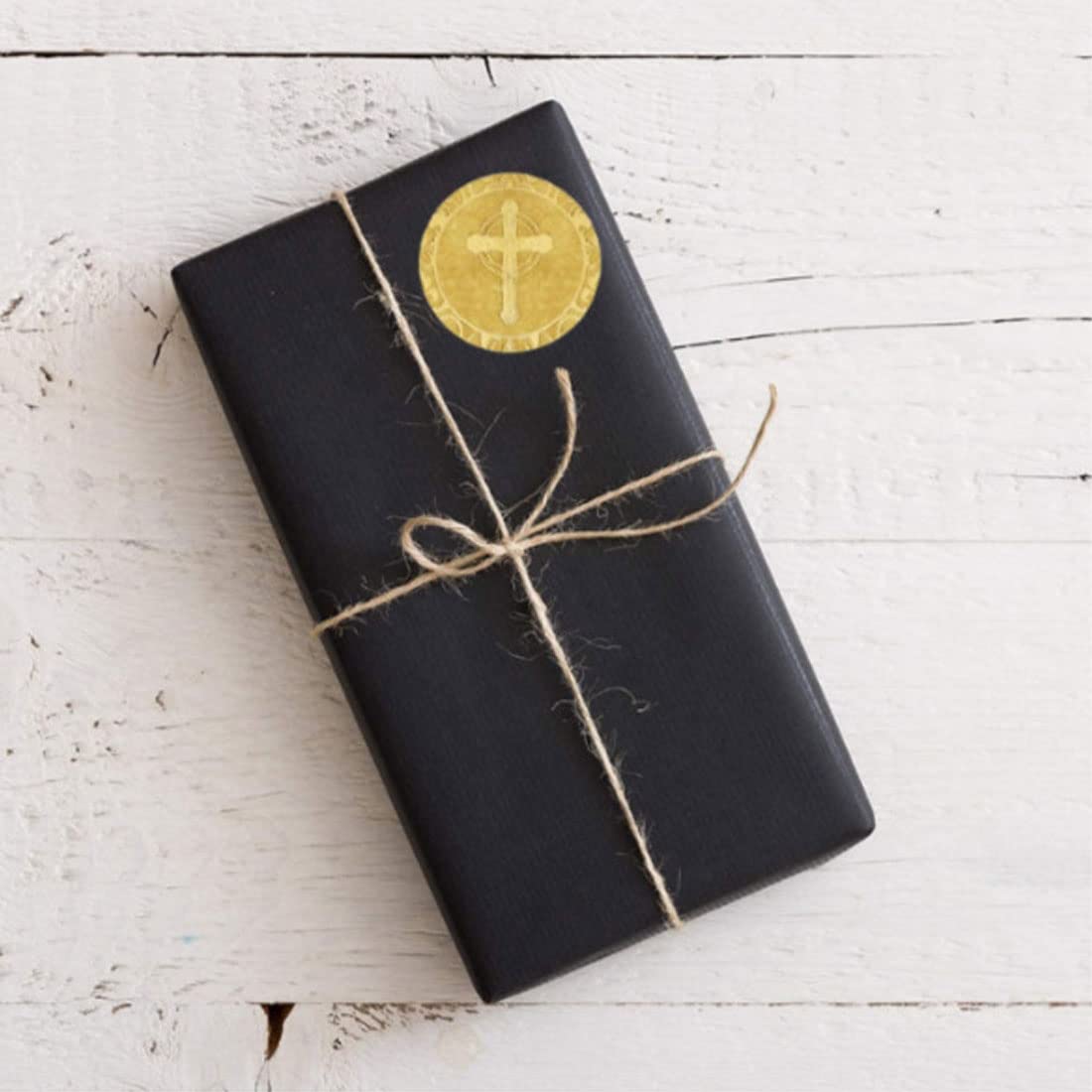 500-Piece Stickers Roll, Cross Design Round Labels with Gold Foil Finish, Round Labels Ideal for Christening, Communion, Christian Occassions, 1 inch/2.5 cm in Diameter (Cross)