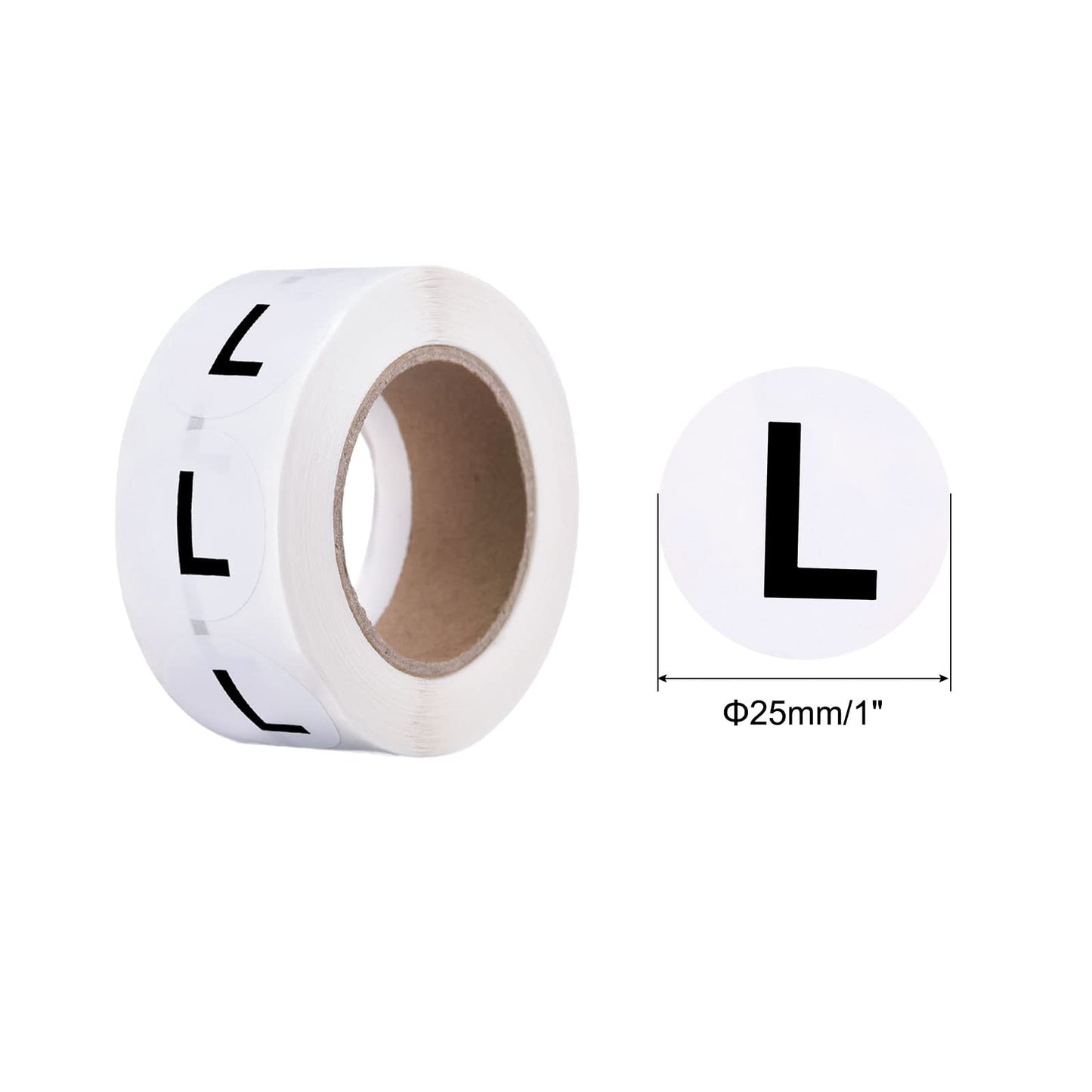 MECCANIXITY Clothing L Large Size Sticker Label Coding Label 25mm/1inch Dia 2 Roll 1000 Round Adhesive Labels for Clothes Apparel
