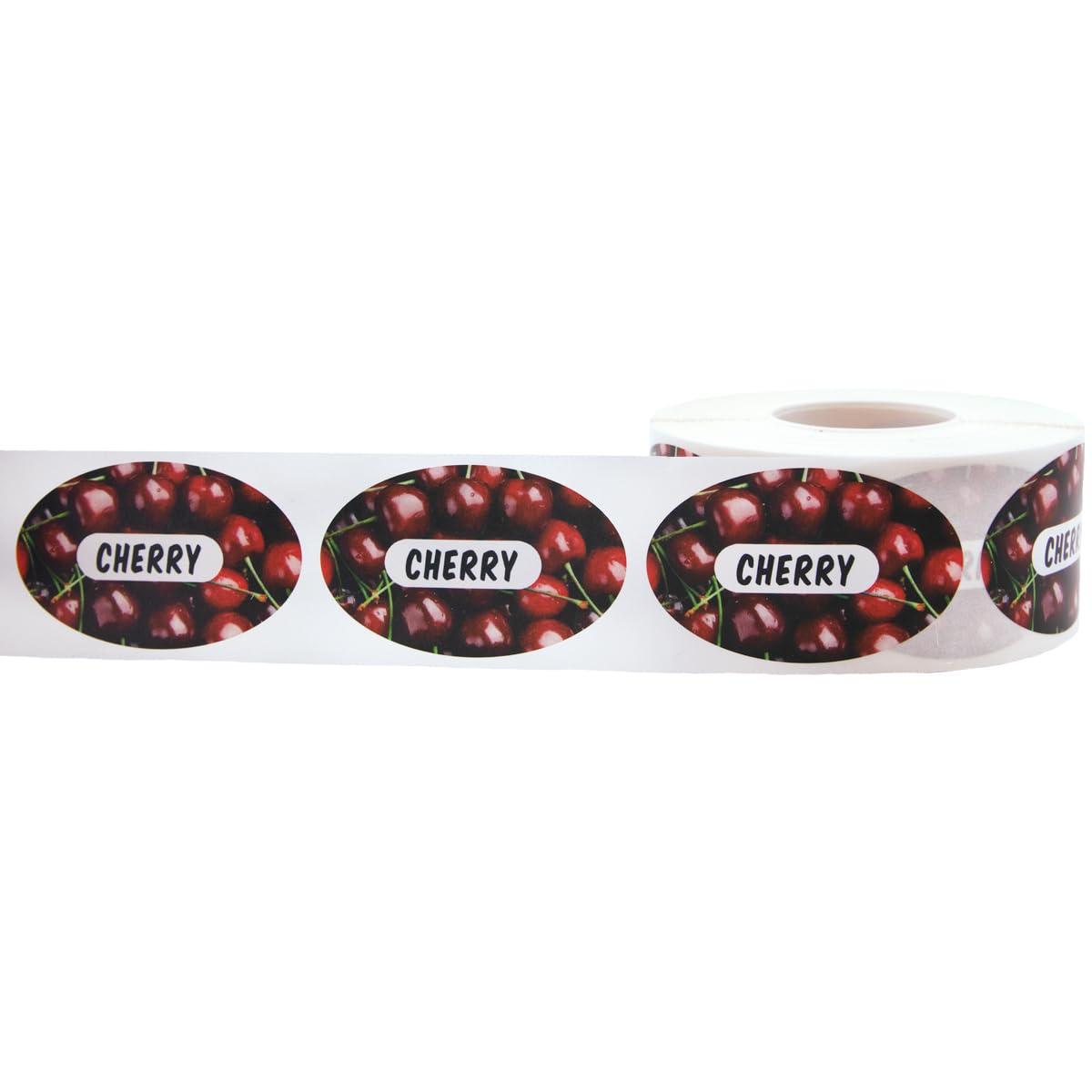 Cherry Grocery Store Food Labels 1.25 x 2 Inch Oval Shape 500 Total Adhesive Stickers Cherry