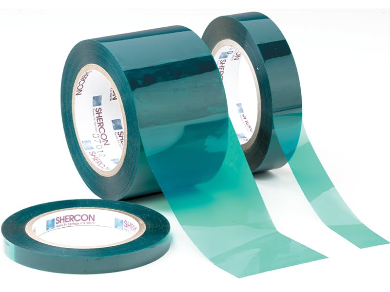 Caplugs PC25-1000 - PC25-SH Series - Heavy-Duty Polyester Masking Tape, Green, 72 Yds Roll Length, 1" Roll Width, Powder Coating, E-Coating, Anodizing, Protection and Finishing, Temp Resistant