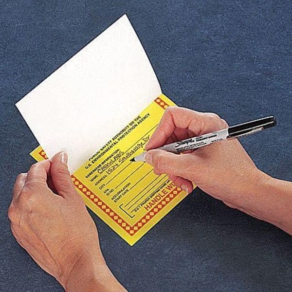 Self Adhesive Paper California Hazardous Waste Label, 15cm Height, 15cm Width Adhesive Coated Paper Pack of 25