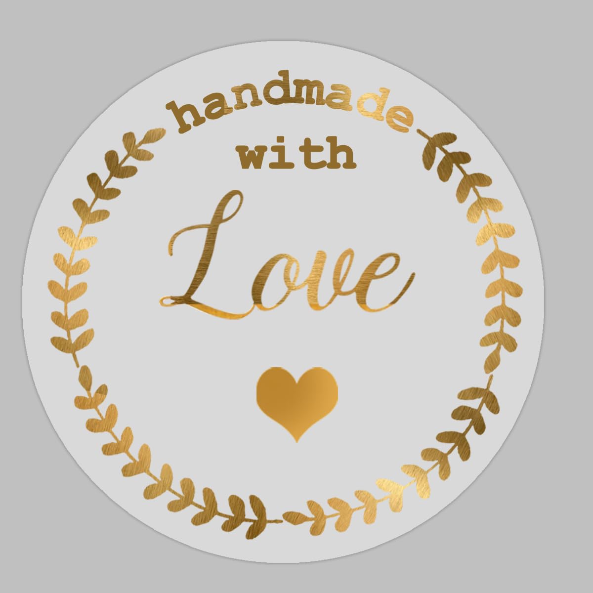 Top Label Handmade with Love Gold Foil Stickers, 1.5 Inch Transparent Decals, 120 Pcs