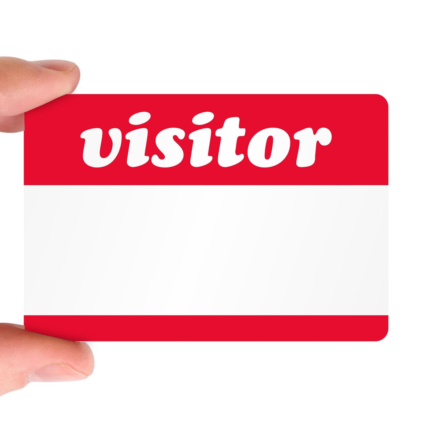 SmartSign (Pack of 250) Visitor Label Badges, 3.5" x 2.375" Matte Paper Guest Stickers with Removable Adhesive Backing, Write-On Labels in a Roll, Red and White, Made in USA
