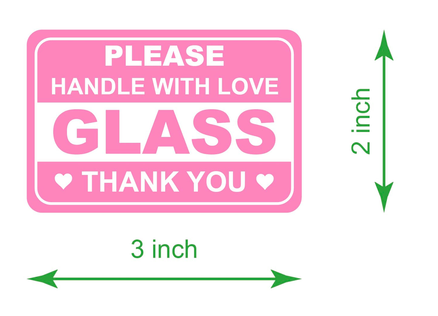 2"x3" 200 PCS Pink Glass Sticker Fragile Handle with Love Labels Stickers Shipping Mailing Cartons Envelops Adhesive Labels 50 Sheets-Poskornwel