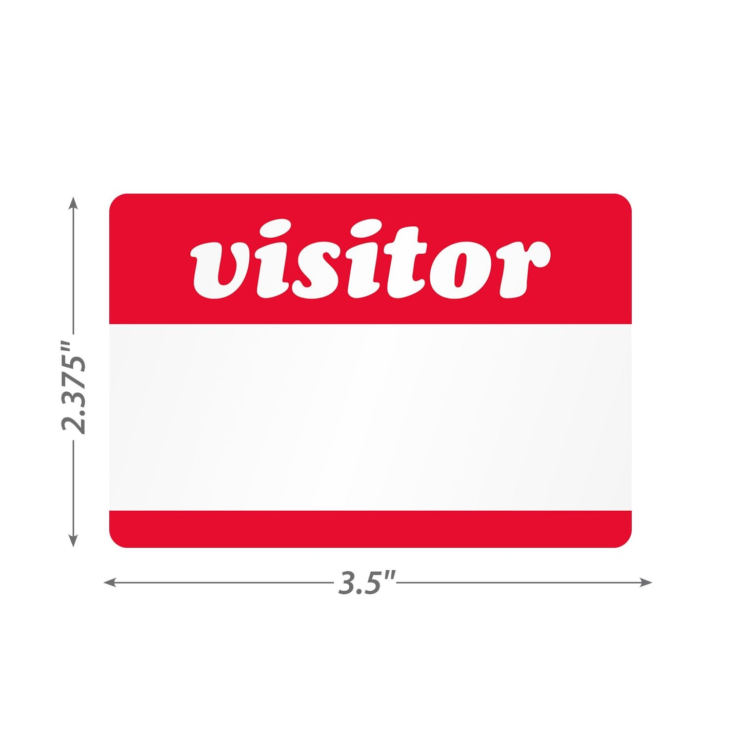 SmartSign (Pack of 250) Visitor Label Badges, 3.5" x 2.375" Matte Paper Guest Stickers with Removable Adhesive Backing, Write-On Labels in a Roll, Red and White, Made in USA