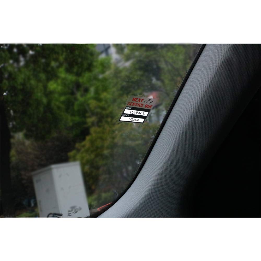 Oil Change Stickers 2x2 inch 200 pcs Service Reminder Labels Window Stickers for Cars Transparent PET (Old Black) Old Black