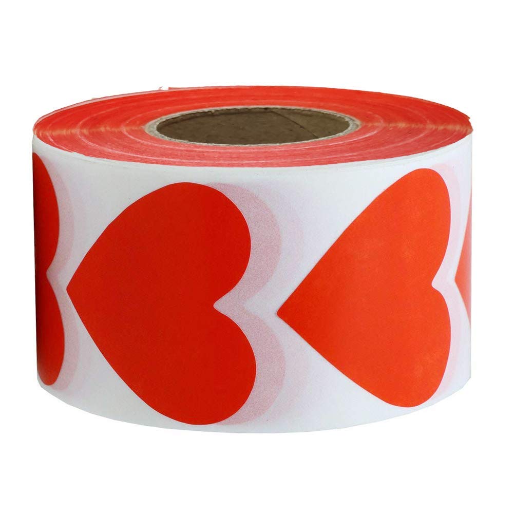 Red Heart Stickers Happy Mother's Day Crafting Scrapbooking Labels Heart Shape Color Coding Labels- 2" Natural Adhesive Envelop Seals Labels 500 Per Roll.