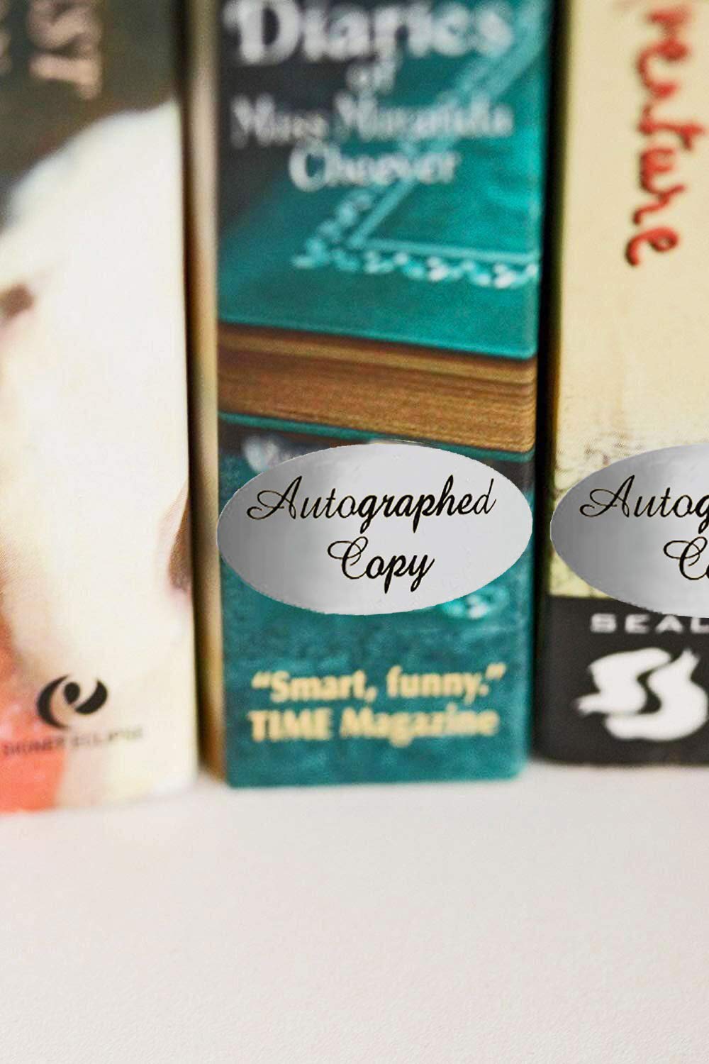 'Autographed Copy' Stickers - 1 x 2 Inch Silver Foil Autographed Label Stickers-1008 Labels/Pack