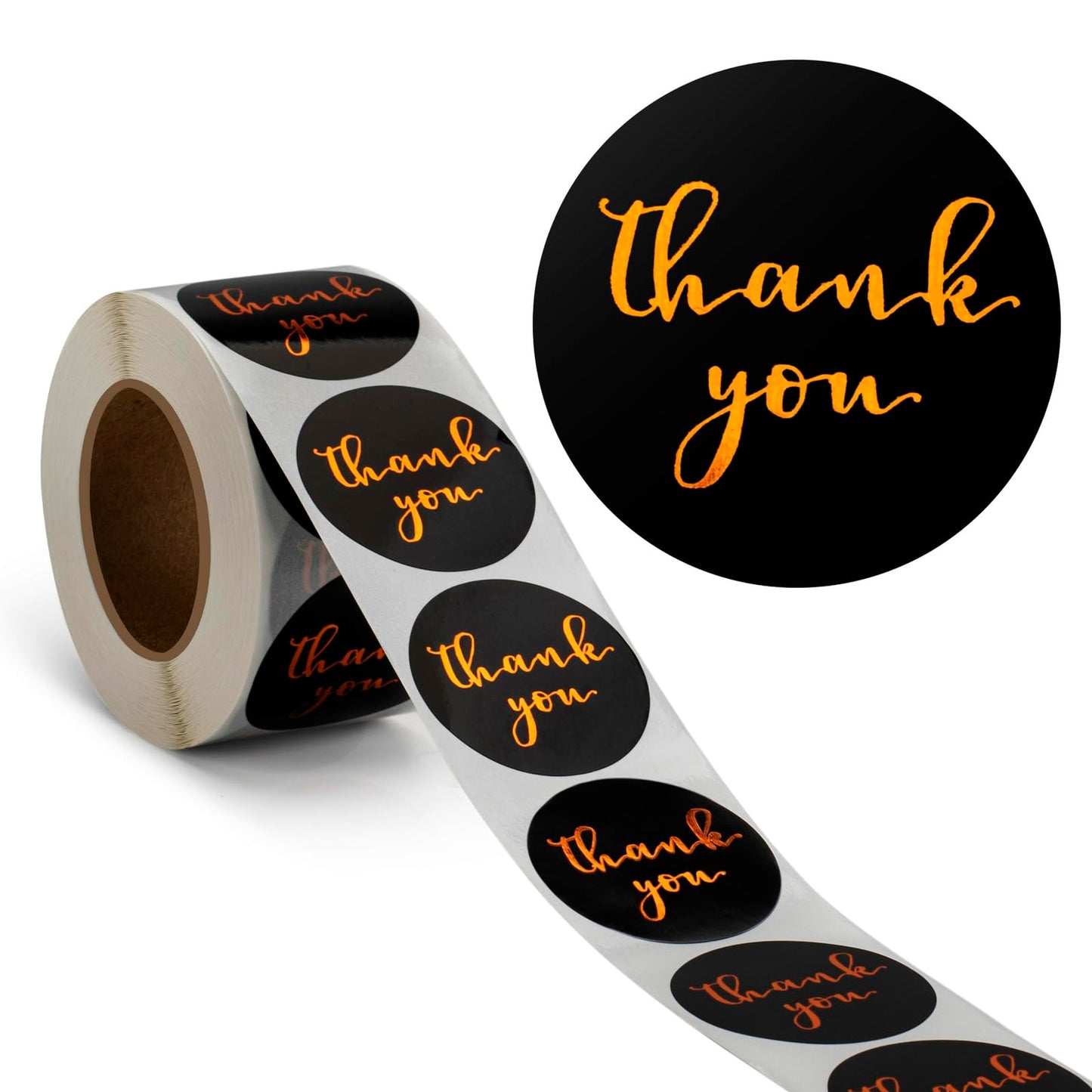 1.5'' Thank You Stickers, Adhesive Gold Font Thank You Stickers Labels, Round Small Business Stickers, Ideal for Bakery, Boutiques,Retailers & Small Business Owners, 500 Labels Per Roll