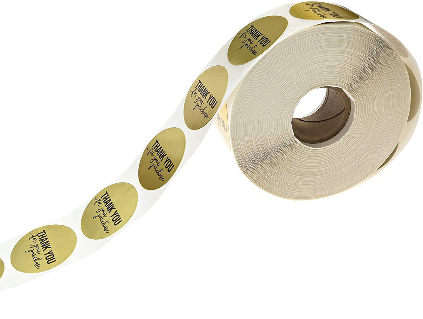 1.25" Round Gold Foil Thank You for Your Purchase Stickers / 1000 Labels per Roll