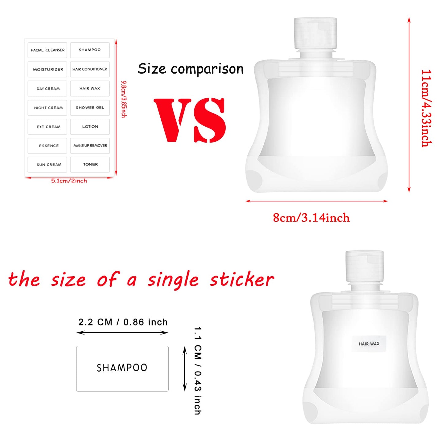 ONLYKXY 280pcs Clear Bathroom Labels Waterproof Beauty Organization Refillable Bottle Stickers Skin Care Product Sub-Bottling Label Shampoo Body wash Dispenser Sticker,Lotion Cream Toner Makeup Label