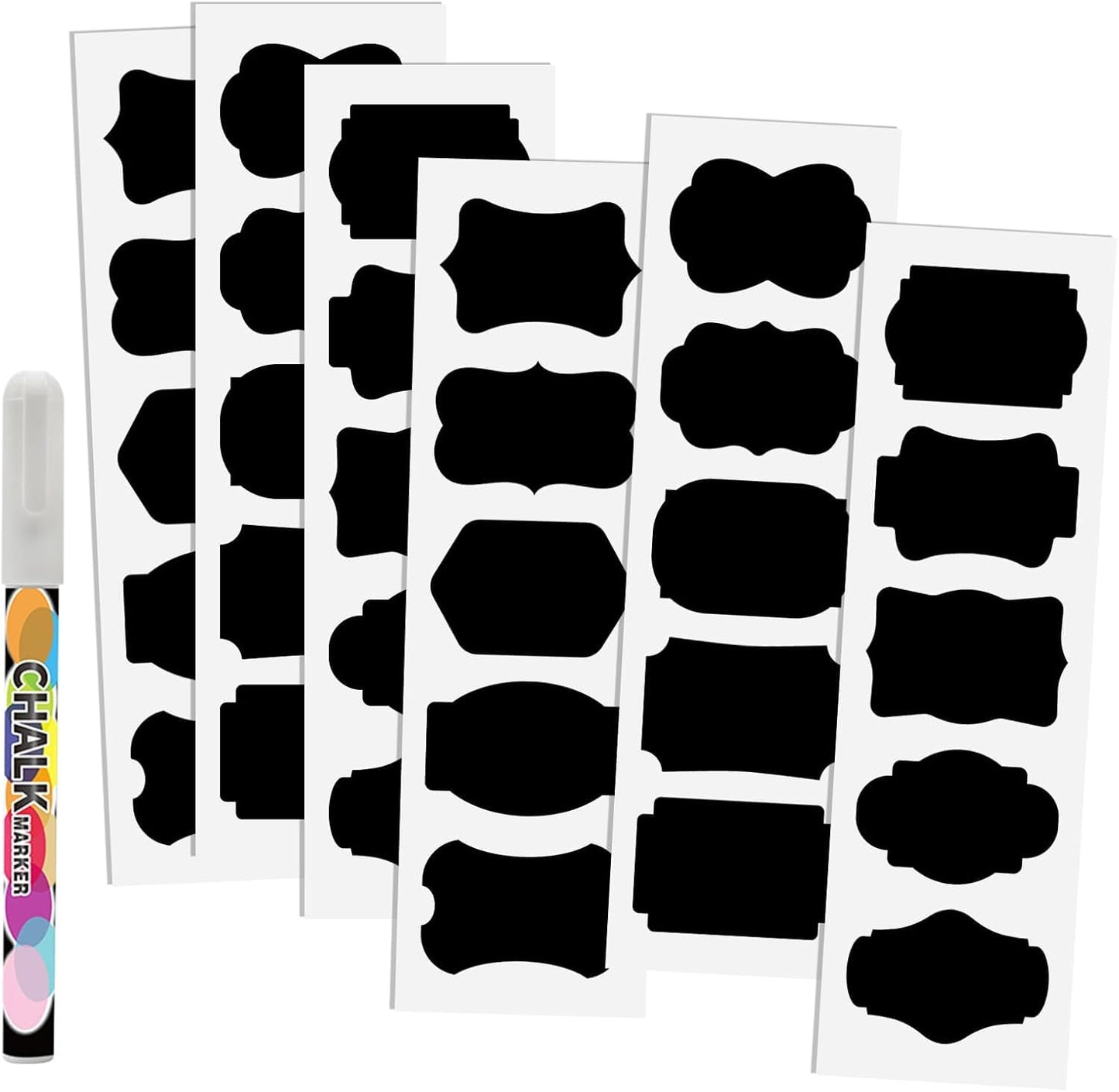 Spice Labels for Jars, Storage, Chalkboard Label Stickers, Removable and Reusable, Set of 30 Mixed Sizes (2.3 x 1.5 inches)