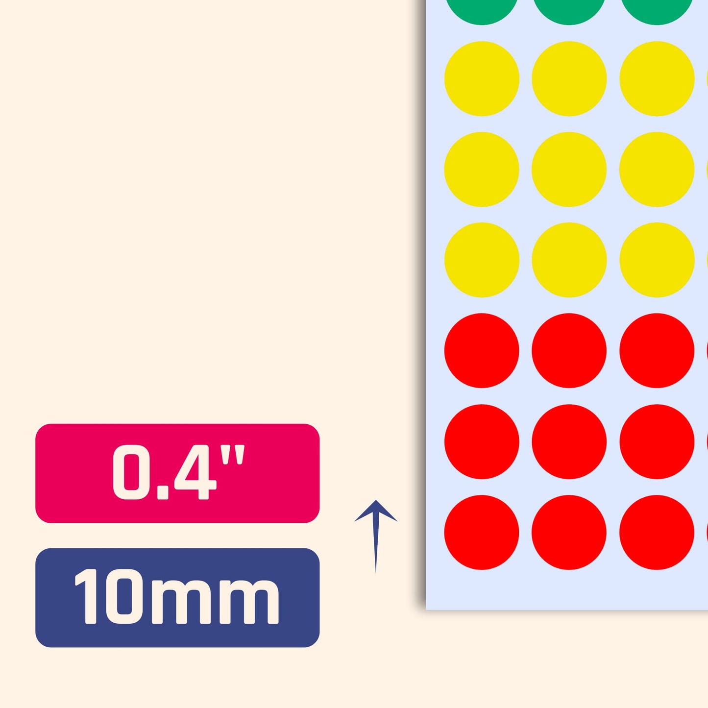 2100 Pack - 0.4" Colored Dot Stickers, Small Round Circle Labels - 5 Colors 2100 Pieces