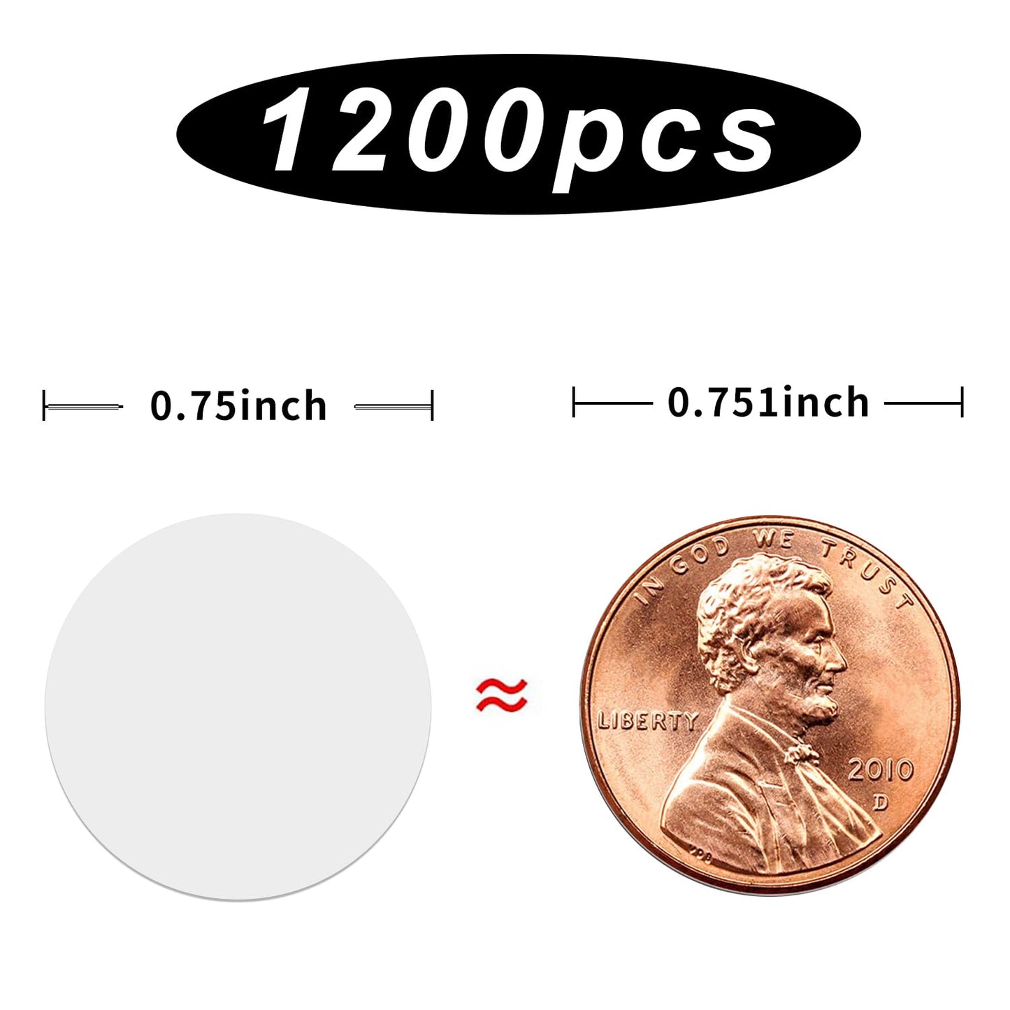 1200 Pieces 0.75 Inch Clear Transparent Round Waterproof Sticker,Envelope Tab Sealer and Retail Package Round Clear Seal Labels Self Adhesive Stickers