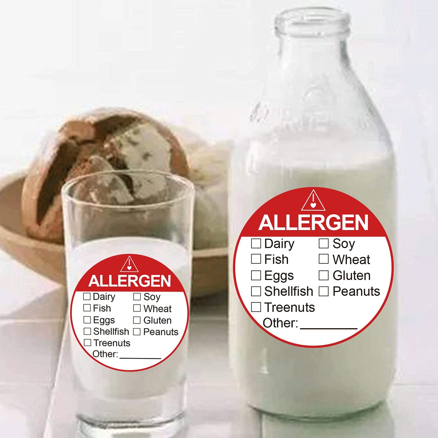 Allergen Allergy Warning Labels Sticker 2 Inch Fluorescent Red Adhesive Allergies Stickers Food Rotation Labels Food Allergy Warning Circle Dots Label for Grocery Stores,Food Packaging 500 Pcs Allergen
