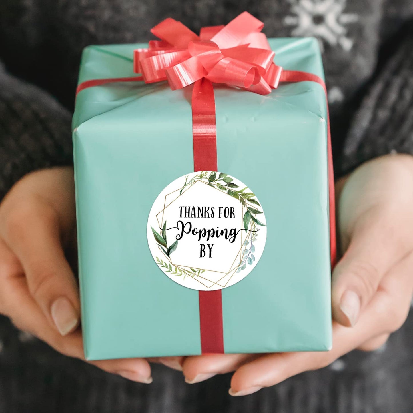 Thanks for Popping by Stickers, Greenery Baby Shower Favor Stickers, Bridal Shower, Wedding Stickers, 2 Inch, 50-Pack.