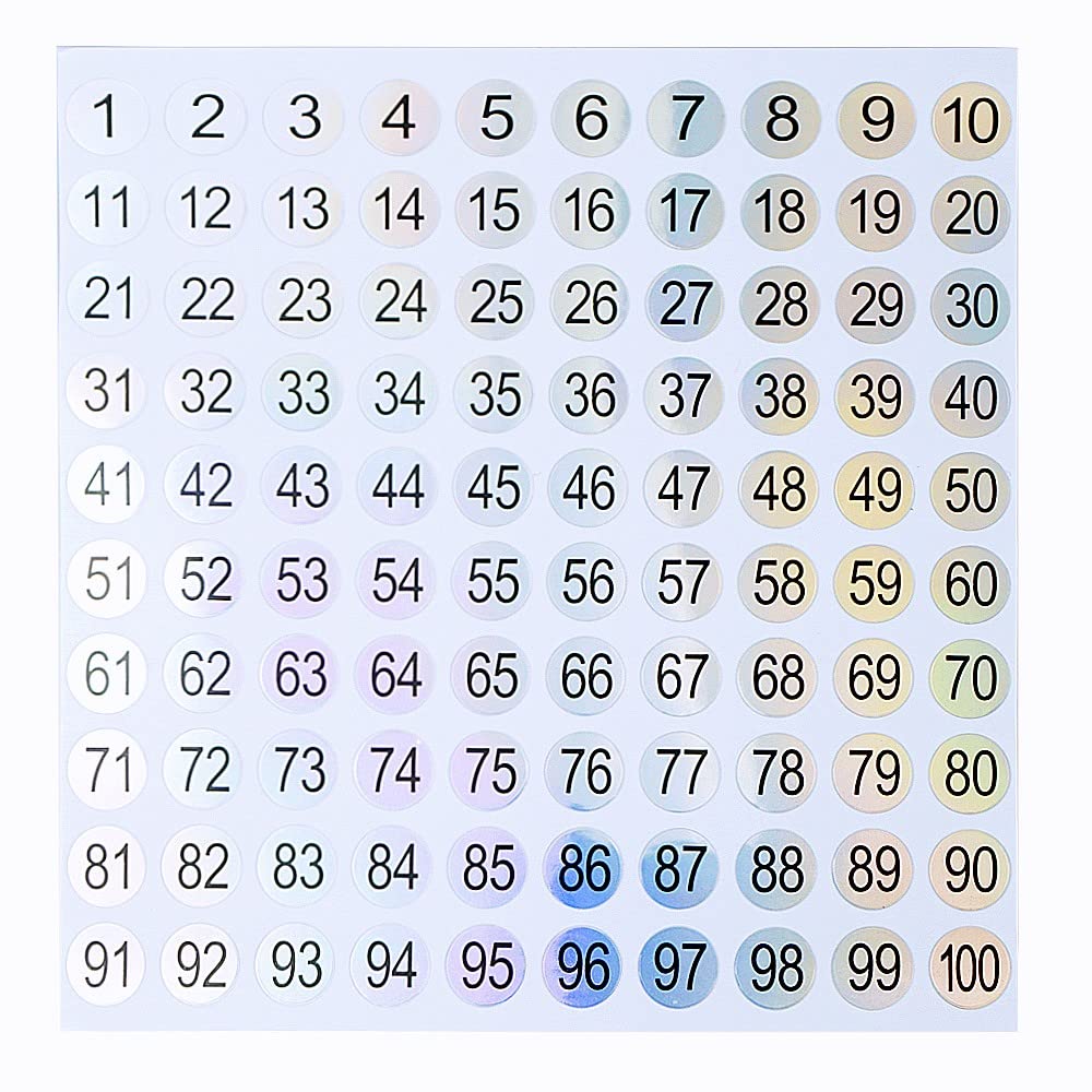 20 Sheets 1 to 100 Mini Number Stickers Round Labels Stickers Consecutive Number Stickers for DIY Marking Numbering Tool