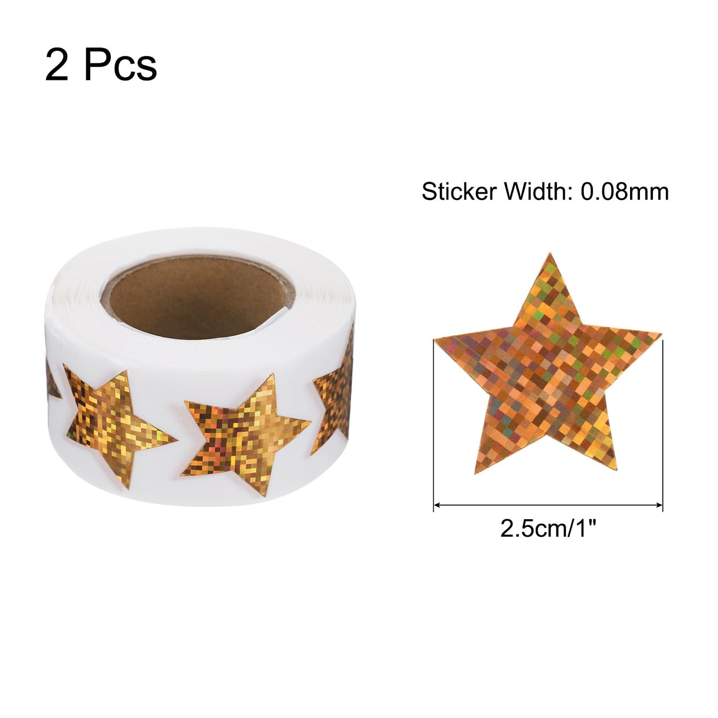 uxcell 1000Pcs Glitters Star-Shaped Stickers 1 Inch Holographic Sparkle Self-Adhesive Coding Label Waterproof Shiny for Shop Home Classroom Marking, Gold(C-79-25)