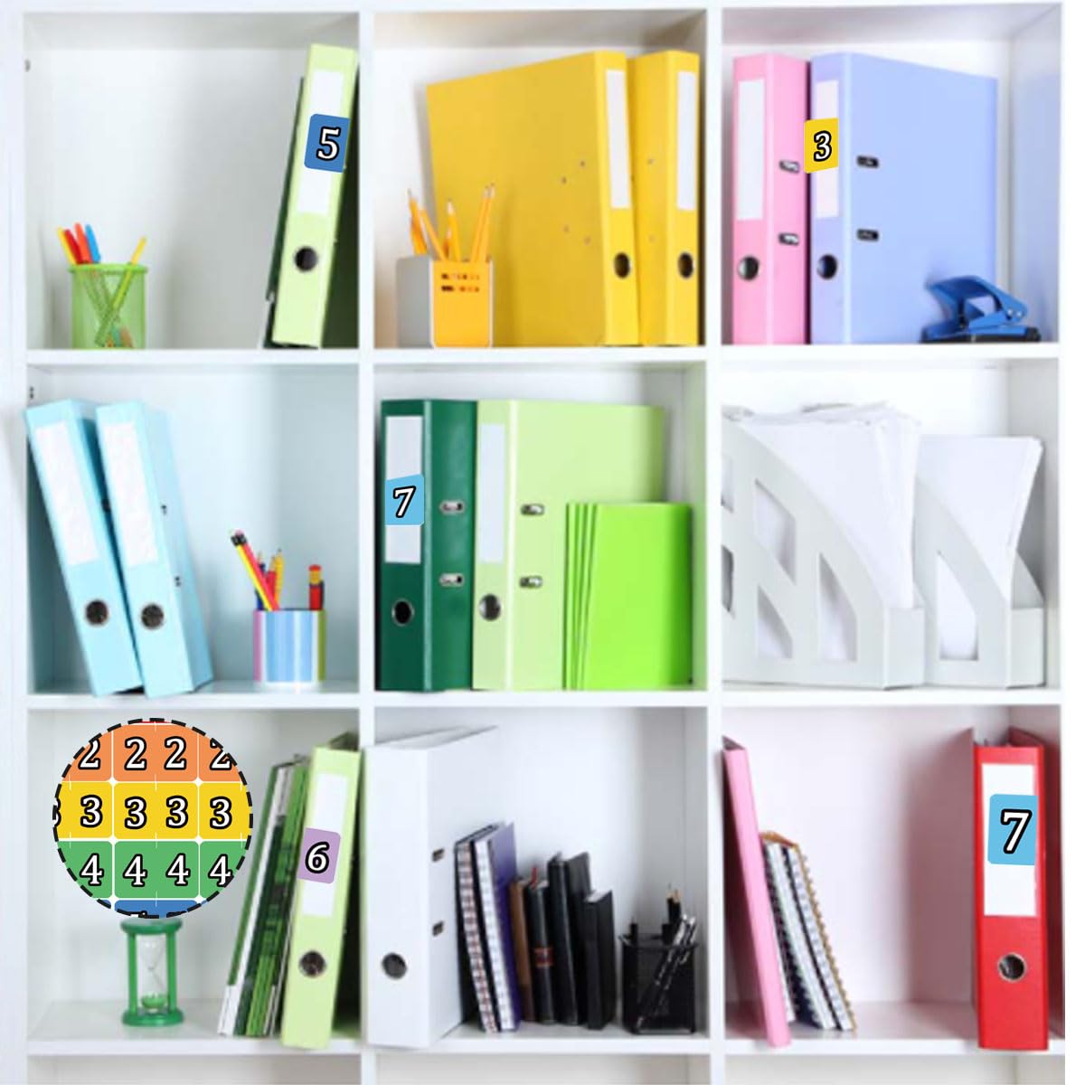 Number 1 to 7 Index File Folder Labels Multicolor Number Tabs - Color Coded 1 to 7 Tab Dividers Stickers Teacher Supplies Stickers for Classroom Book Organizing 560 Pcs