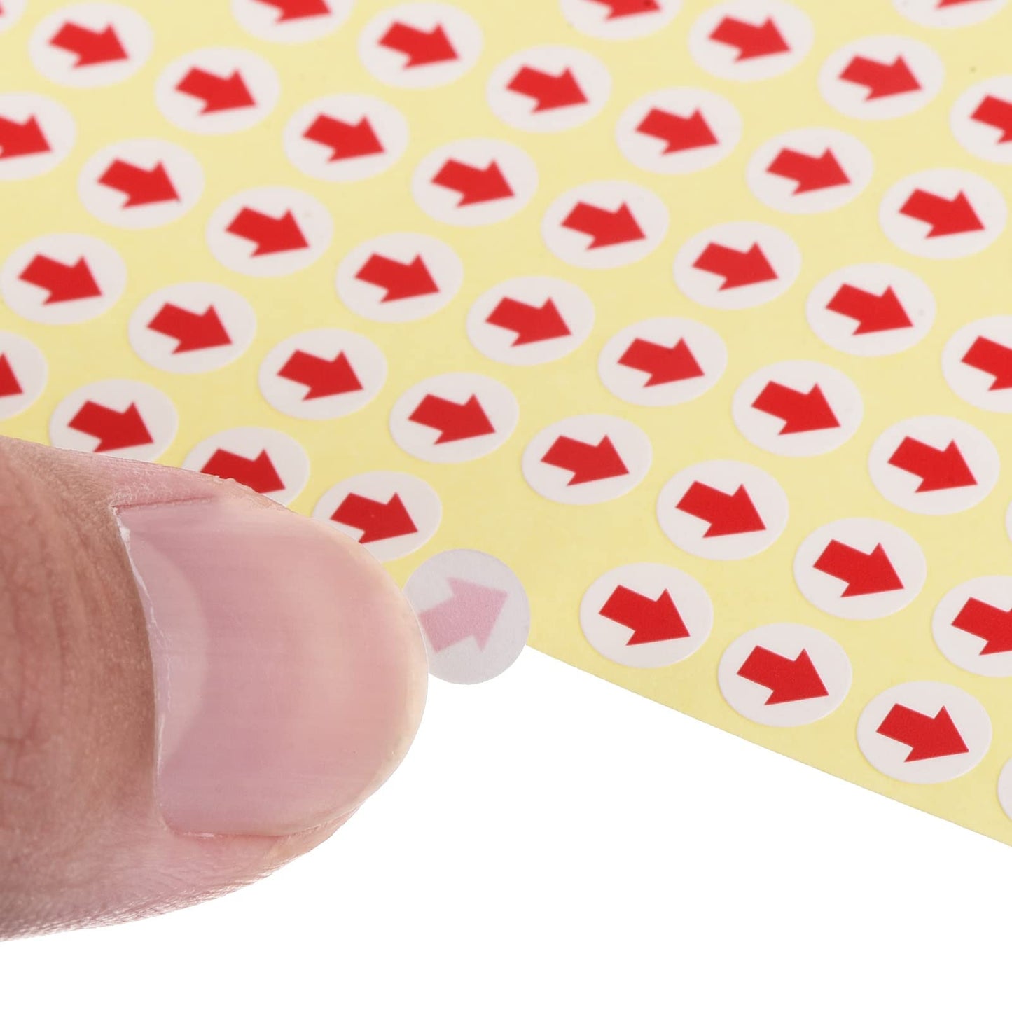 PATIKIL Small Arrow Stickers 0.2" Dia, 45 Sheet Self Adhesive Round Product Inspection Defects Indicator Industrial Work, Red
