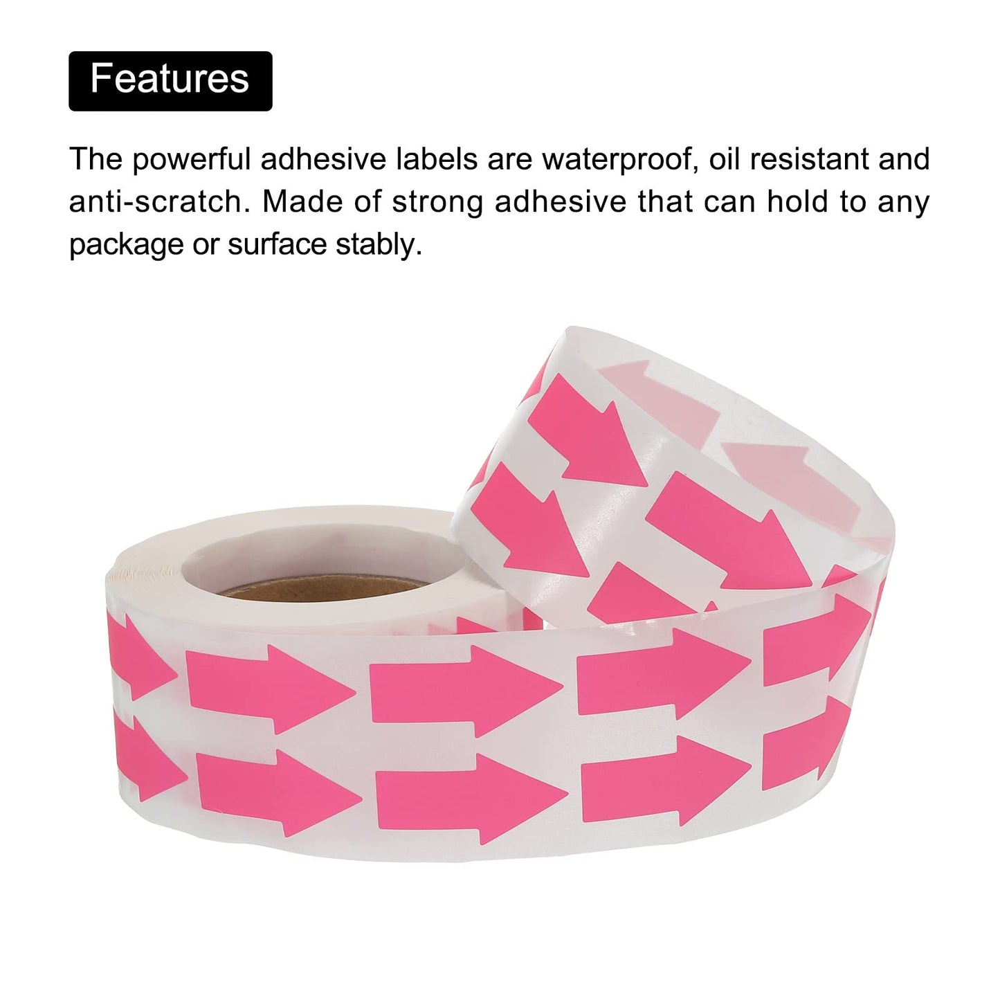 MECCANIXITY 1 Roll Arrow Sticker Labels 0.6x1.2 Inch Adhesive Arrow Shape Signs for Scrapbooking, DIY Craft, 1000 Count/Roll Fluorescent Pink