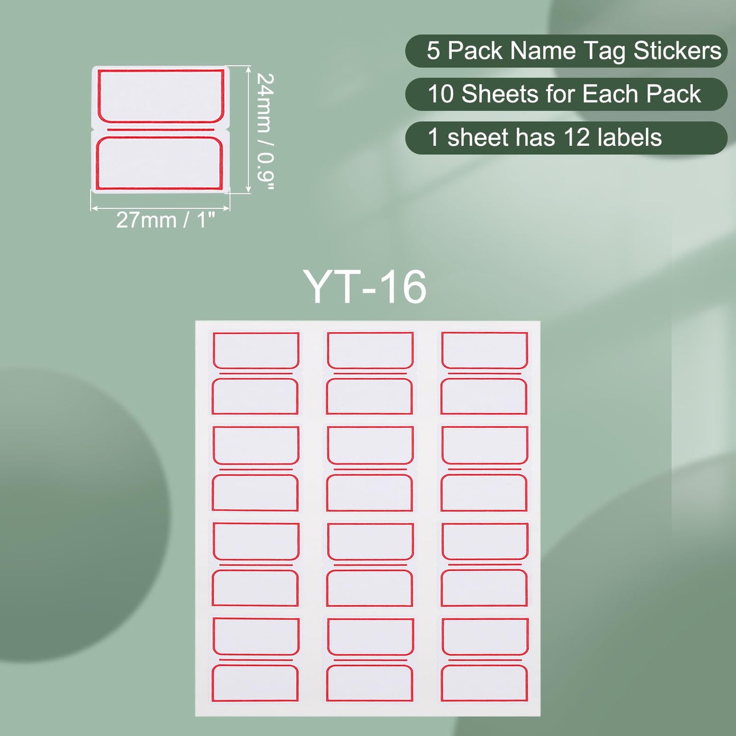 M&G 600 Pcs Name Tag Stickers, Name Labels Stickers Waterproof Adhesive Labels Blank for Stuff-Daycare Supplies Bottle Clothes Fabric Folder Office Camp, 24x27mm, Red White