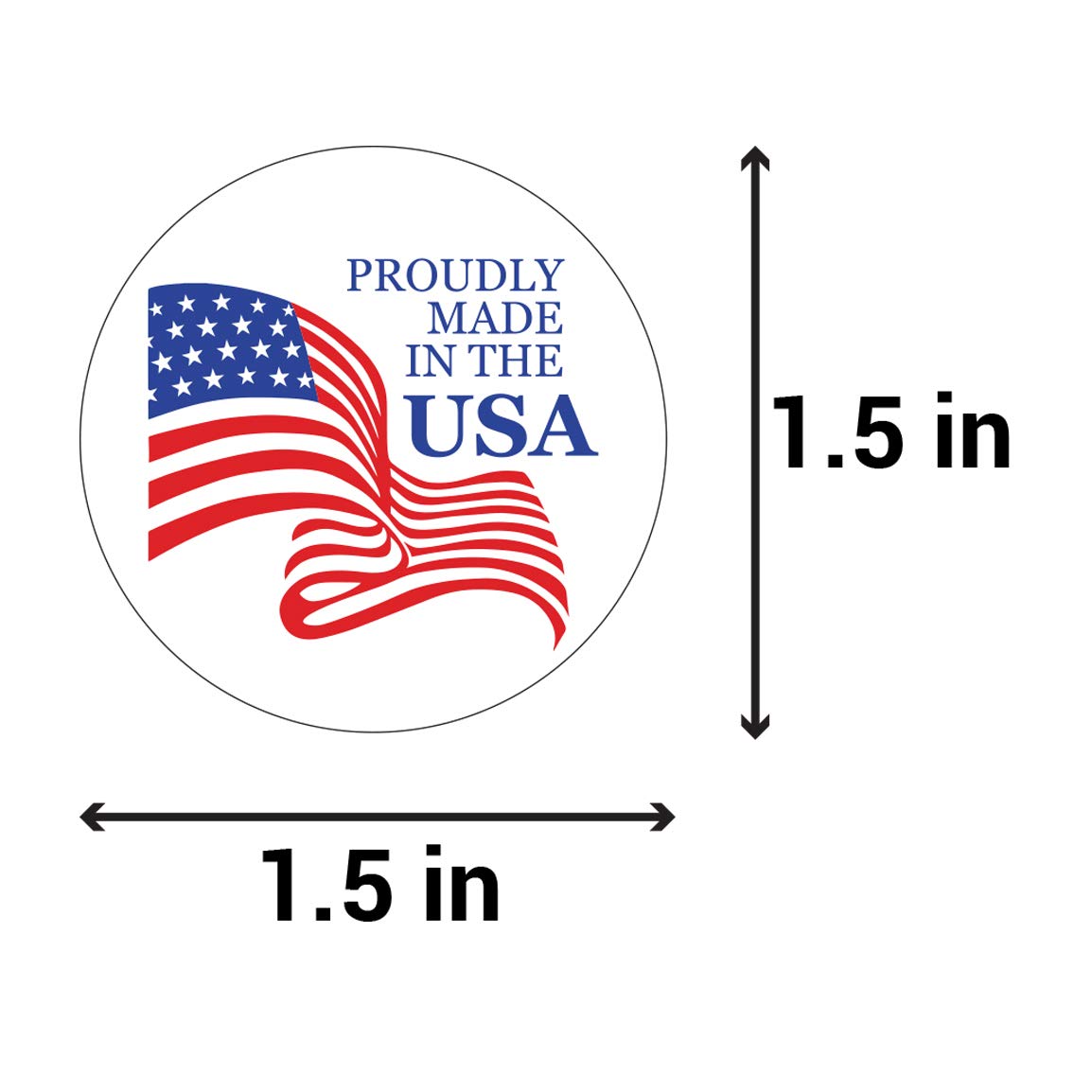 Proudly Made in The USA Stickers - Patriotic Production Sticker for Products, Manufacturing, Wholesale, Sales, Craft, American Made - 300 Count Circle Dot Labels - 1.5 Inch Stickers