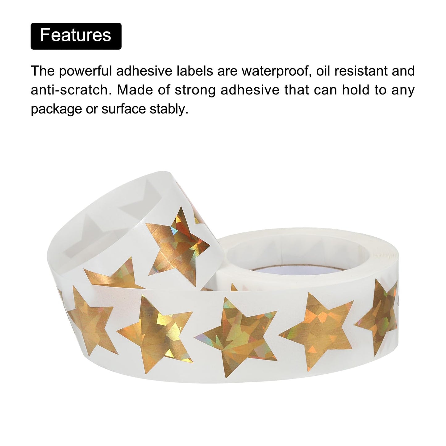 MECCANIXITY 1 Roll Laser Star Stickers 1 Inch DIY Adhesive Sparkling Labels for Notes, Greeting Cards, Gift Boxes, 500 Count/Roll Gold Diamond Gold Bling