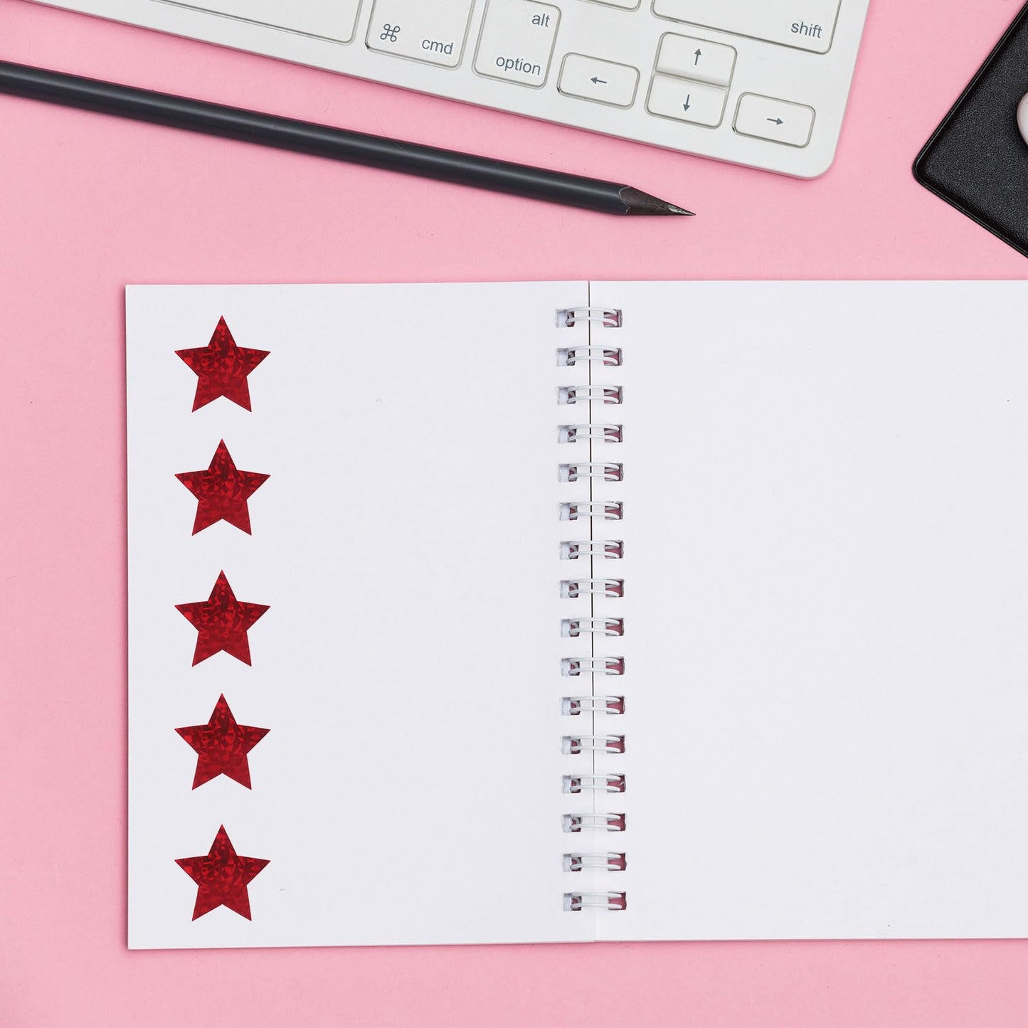 uxcell 1000Pcs Glitters Star-Shaped Stickers 1 Inch Holographic Sparkle Self-Adhesive Coding Label Waterproof Shiny Stickers for Office Shop Home Classroom Marking, Red(C-83-25)