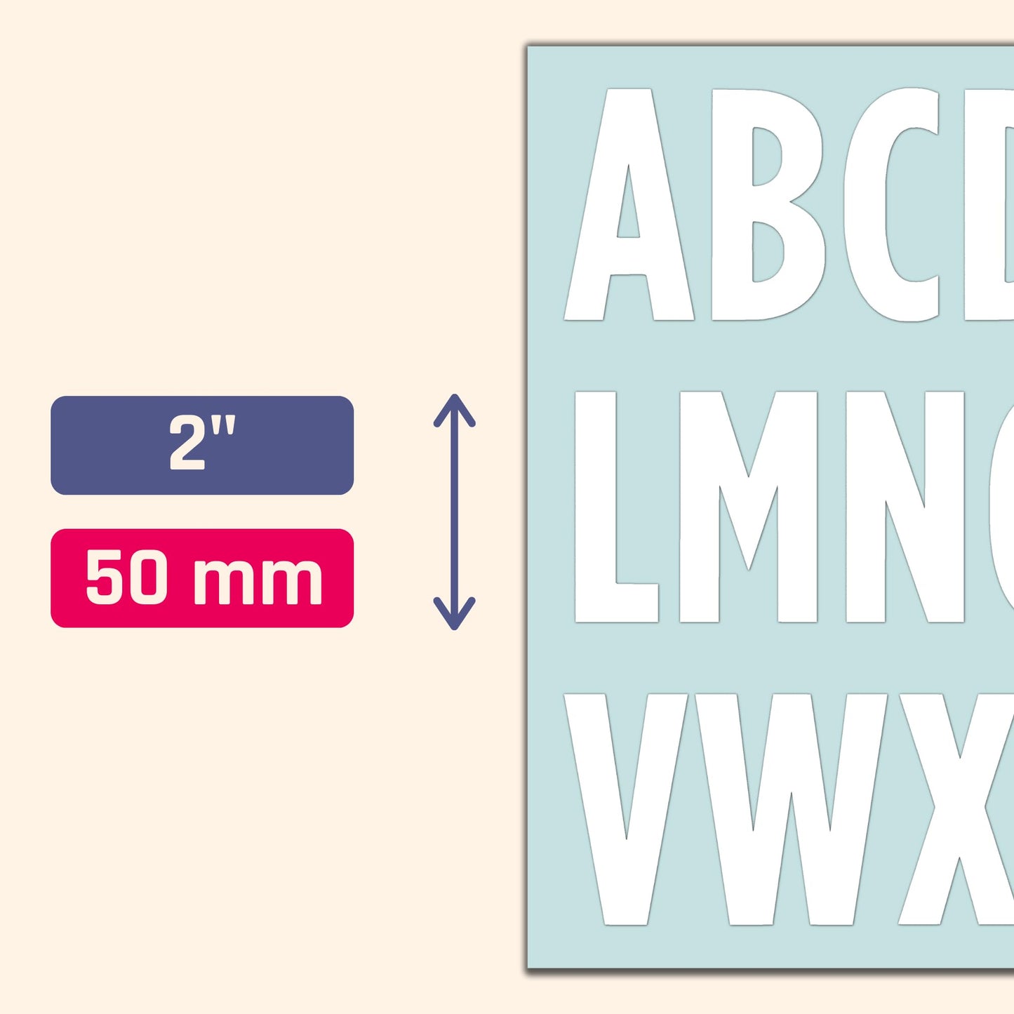 30 Sheets, 2 inch - Large White Vinyl Letter Stickers, Self Adhesive Stick on Alphabets, Waterproof Outdoor Use 30 Sheets