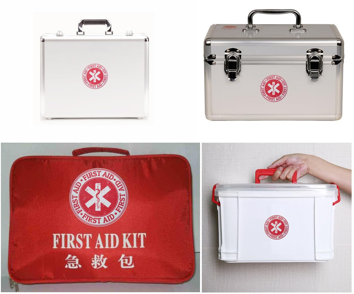 10 pcs 5'' X 5" First Aid Emergency Medicine Symbol Stamp Sticker Decal Design,Waterproof Emergency Treatment Labels, Bubble Free Self Adhesive Stickers