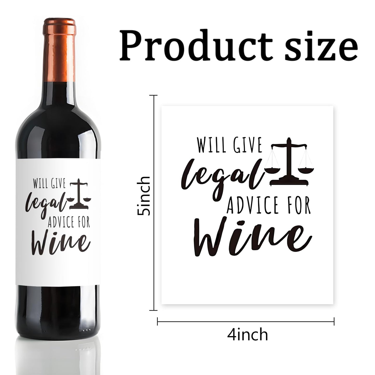 24 Pcs Lawyer Gifts Wine Labels Lawyer Graduation Wine Bottle Stickers Will Give Legal Advice for Wine Labels for Bottles Gifts for Judge Paralegal Prosecutor