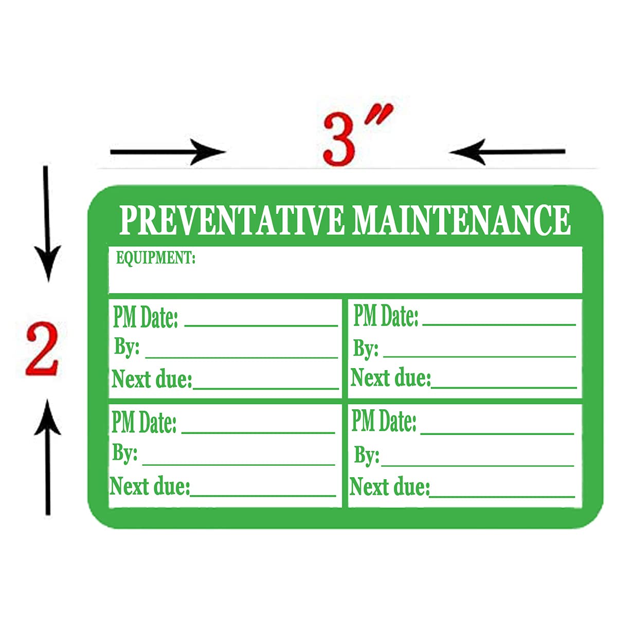 Preventative Maintenance Stickers Labels,3x2 Inch Green Self Laminating Preventative Maintenance Inspection Safety by/Date/Next Due Vinyl Stickers (200 Pcs)