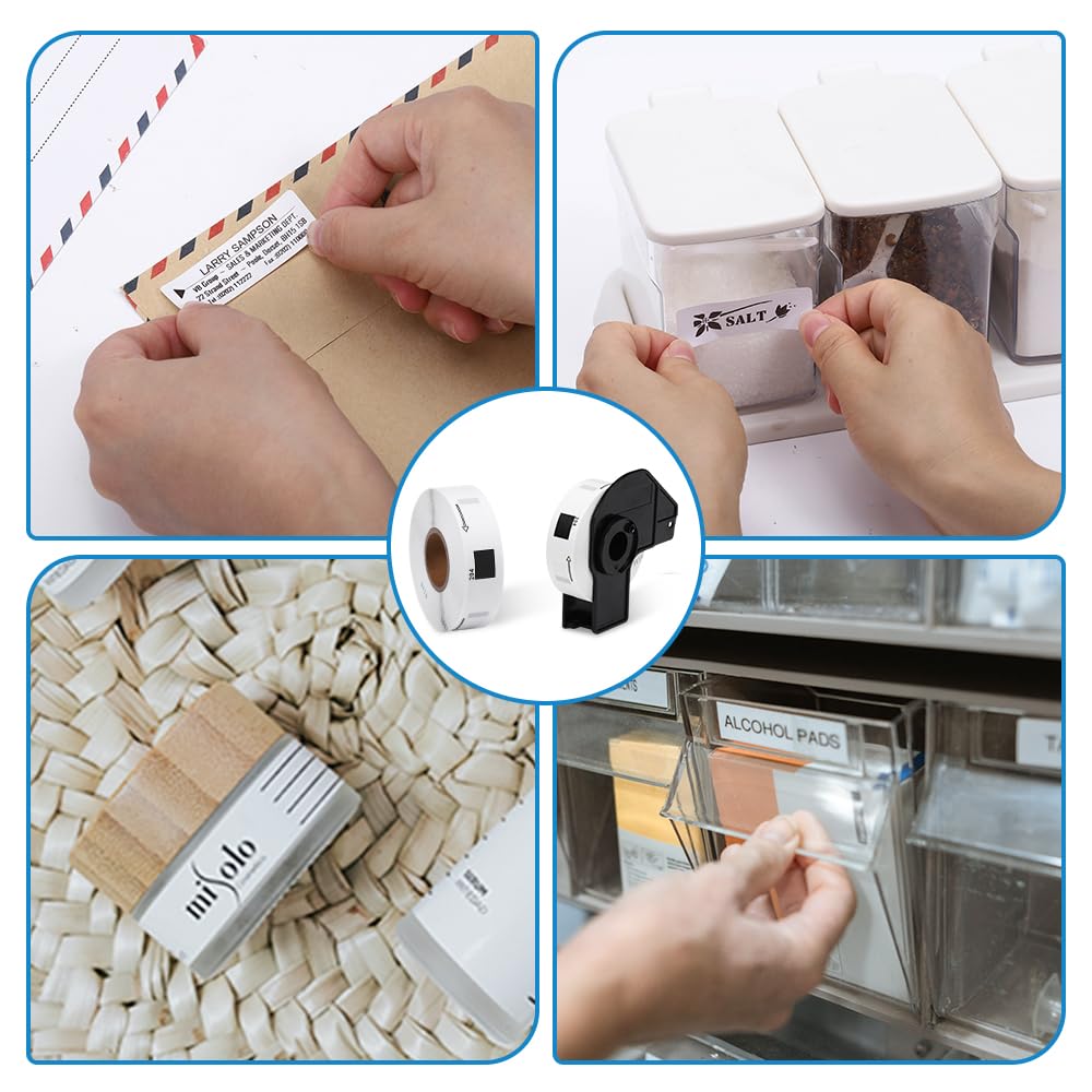 MarkDomain Compatible Brother DK 1204 Return Address Label, 0.66 in x 2.1 in(17mm x 54.3mm) Multi-Purpose Die-Cut Paper Labels, 400/ Roll, Use with QL-500 QL-550 QL-820NWB Printer, 6 Rolls + 1 Frame 0.66" x 2.1" Die-cut label