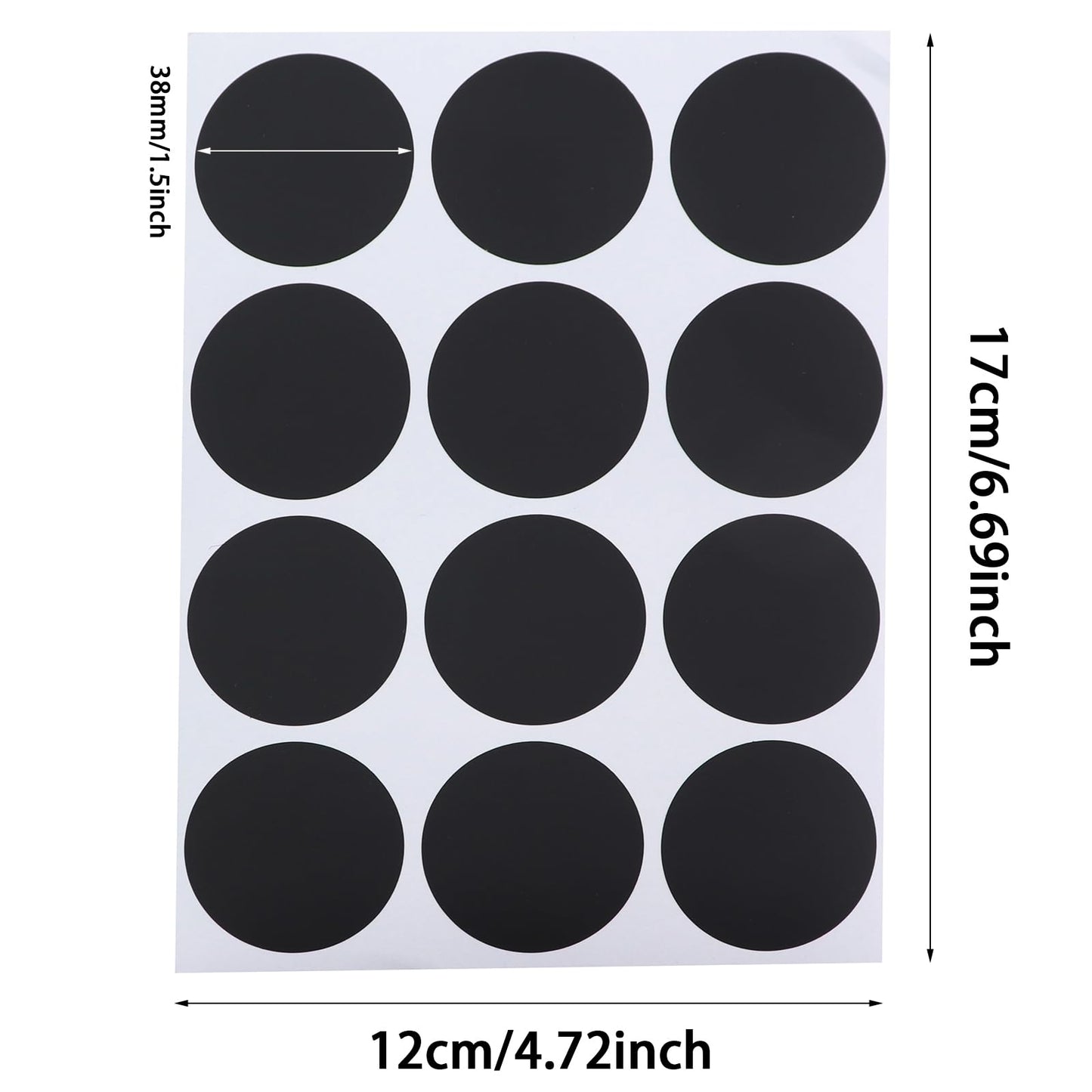 10 Sheets of 120 Black PVC Round Handwriting Logo Stickers, 38mm Diameter, 12x17cm Overall Size, Food & Drink Labels, Craft & Party Decorations