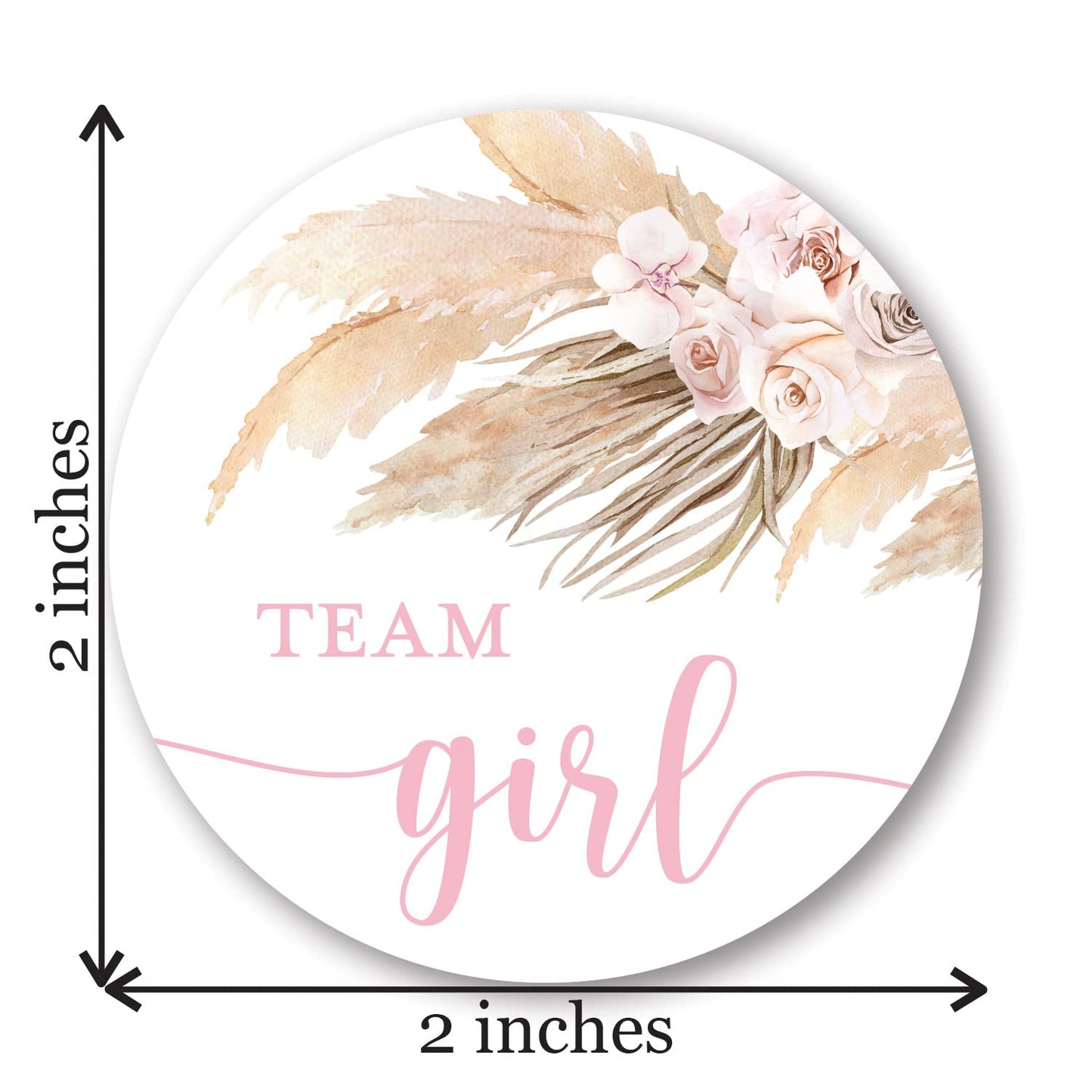 Pampas Grass Team Girl, Team Boy Gender Reveal Stickers - 40 Labels (20 of Each Design)