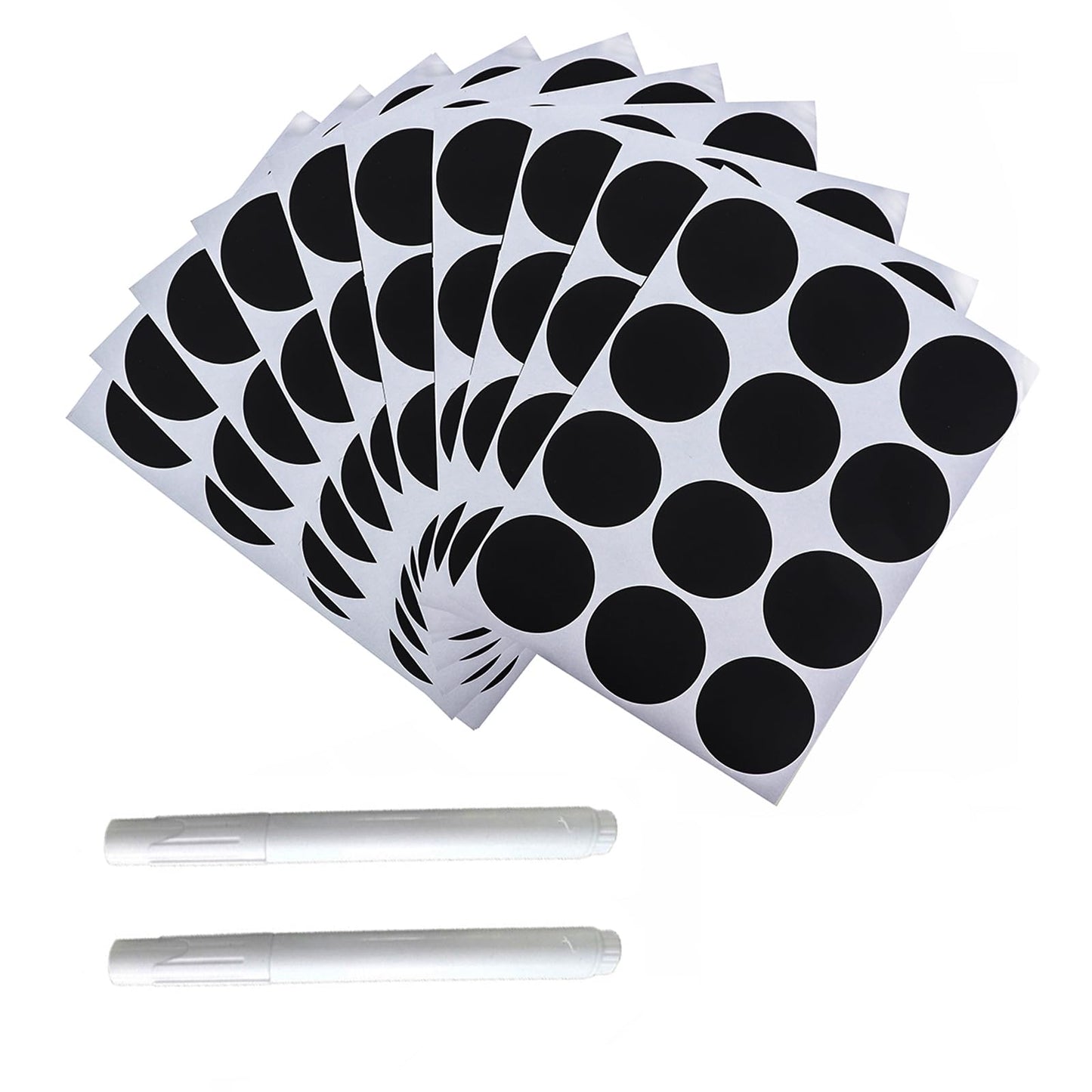 10 Sheets of 120 Black PVC Round Handwriting Logo Stickers, 38mm Diameter, 12x17cm Overall Size, Food & Drink Labels, Craft & Party Decorations