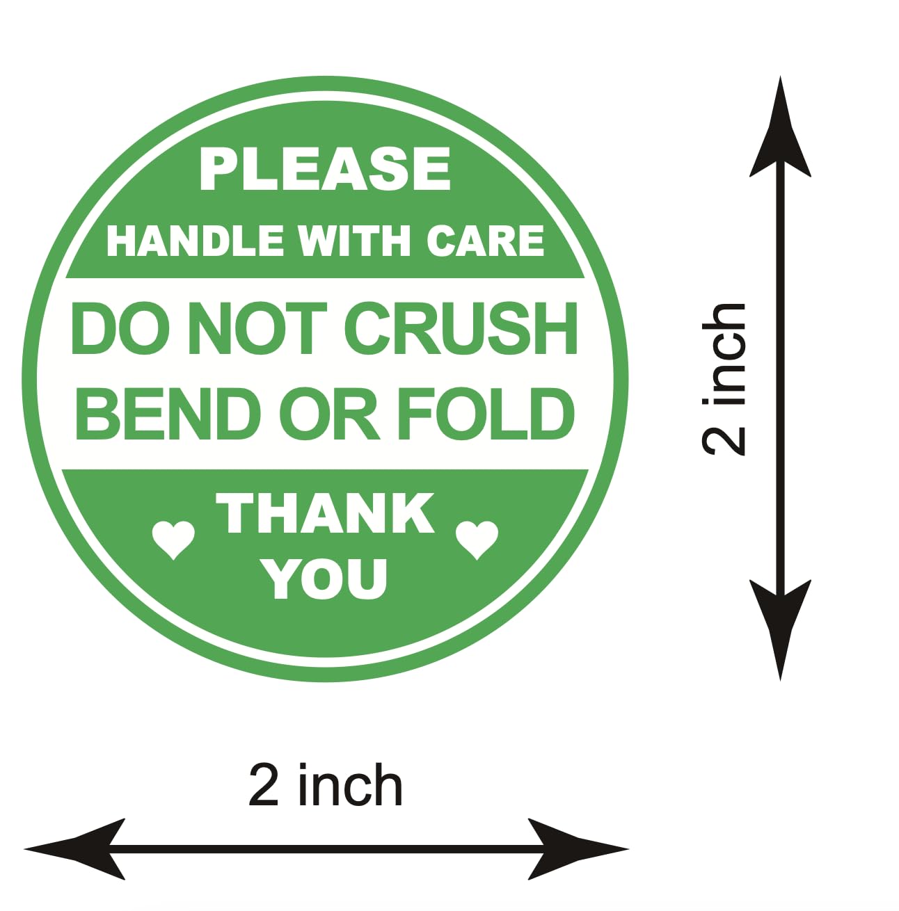 2 inch 300 PCS Green Do Not Crush Bend or Fold Handle with Love Labels Stickers Shipping Mailing Cartons Envelops Adhesive Labels