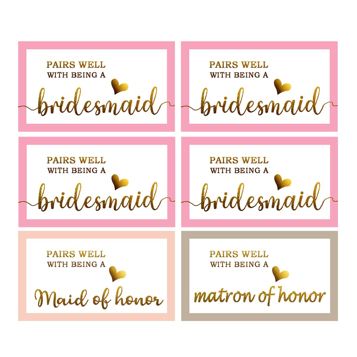 Pairs Well with Being a Bridesmaid Proposal Stickers,3.5x2 inch Mini Champagne Bottle Labels,60 Pcs Per Pack