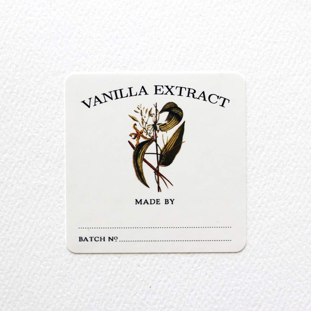 Vanilla Extract Labels - Pack of 12. Size >> 2" x 2"