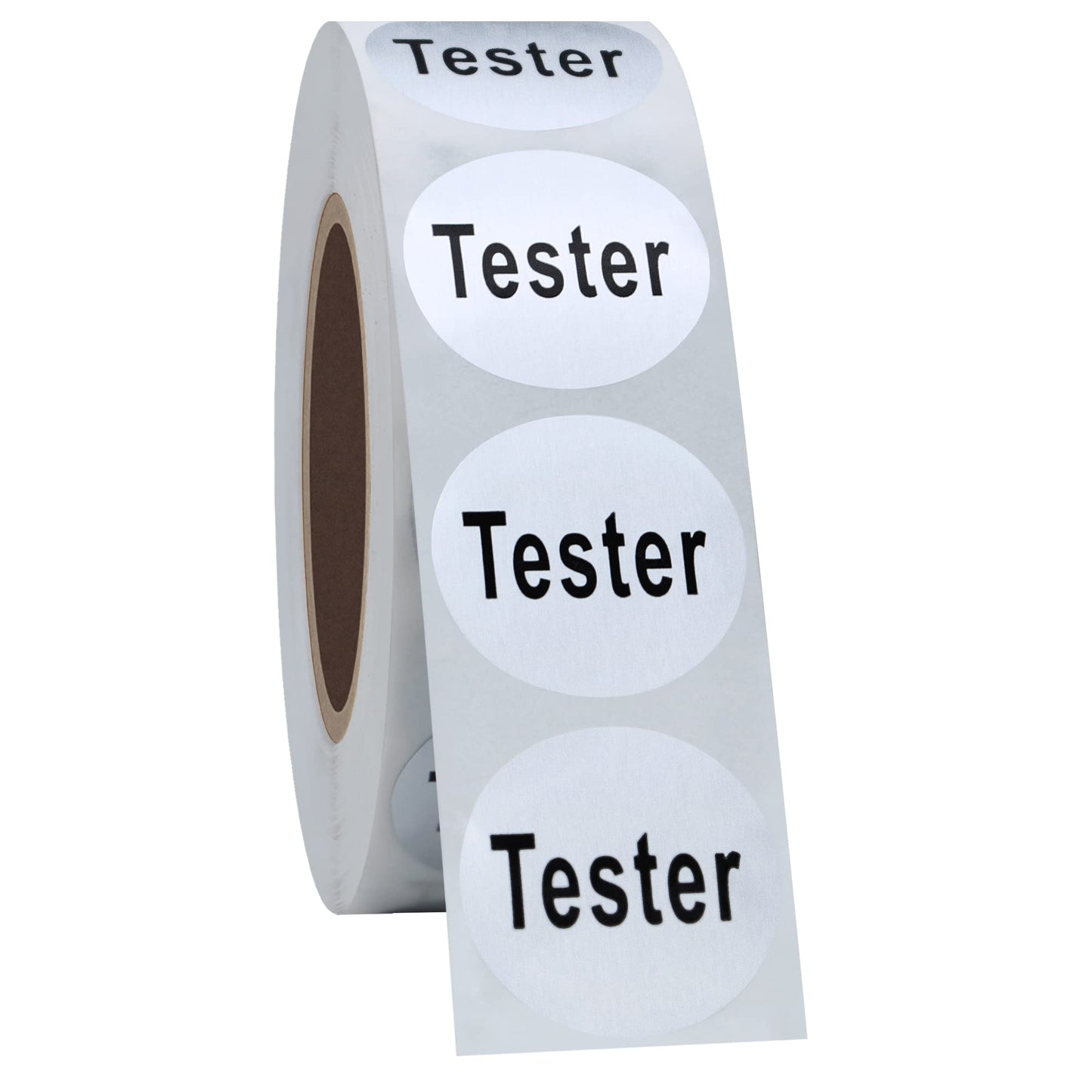 Hybsk Clear Cosmetic Tester Labels 20mm Round Total 500 Per Roll (Silver) Silver